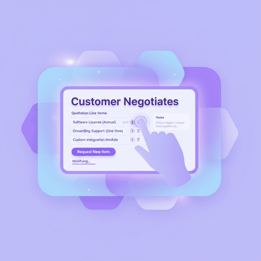 Customer modifying quotation in portal