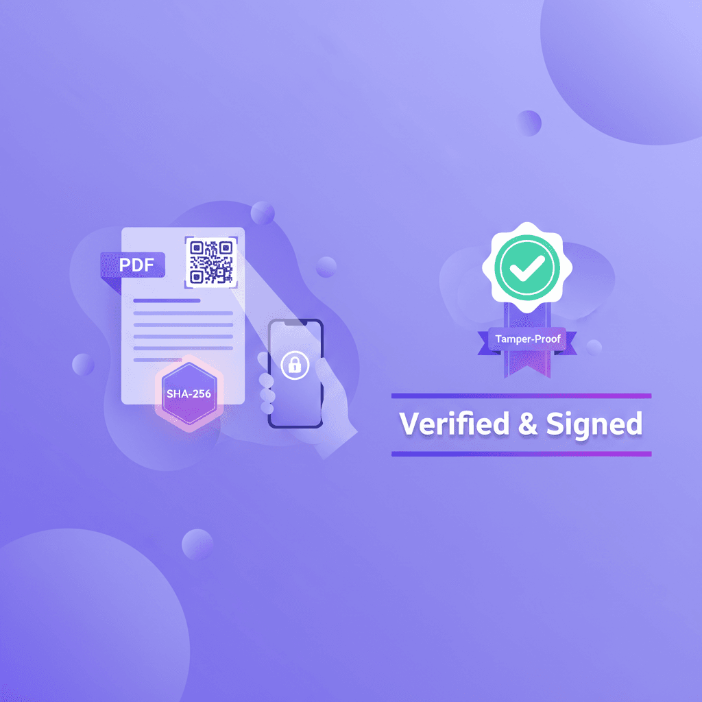 Digital signature and QR code on document