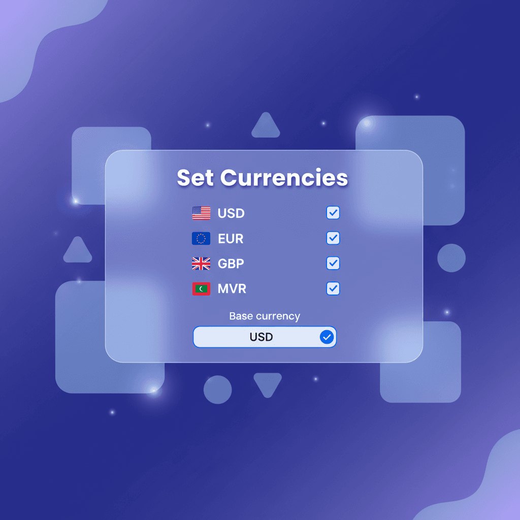 Currency configuration showing supported currencies
